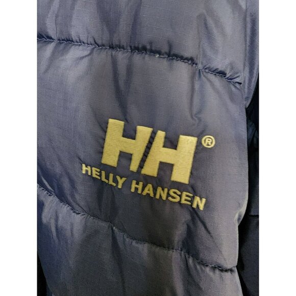 Men's Vintage Helly Hansen Reversible Down Puffer Jacket Size XXL Blue Logo - Picture 8 of 9